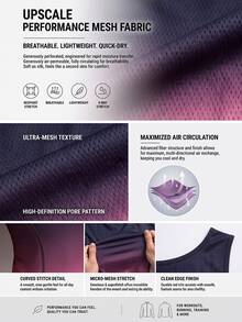 Powerista Atasan Sepeda Tanpa Lengan Motif Gradien Wanita Warna Pink, Desain Geometris Gradien Reflektif, Bernapas, Ringan, Kering dan Nyaman untuk Olahraga. - Purple - View 3