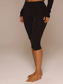 MUSERA ESSENTIALS Celana Capri Legging Pinggang Elastis Lembut untuk Musim Semi, Musim Panas, Liburan, Sehari-hari, Pakaian Dasar Sederhana yang Penting - Hitam - View 3