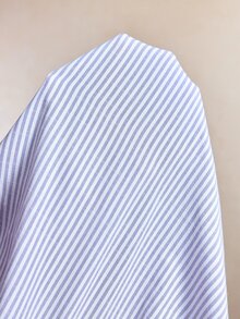 BizChic 藍色條紋鈕扣襯衫，百搭優雅法式復古商務通勤約會度假萬聖節開學派對生日辦公室修身優雅百搭秋季日常婚禮賓客教堂特殊場合正式度假風奢華極簡鄉村休閒 - 淡紫色 - 查看 9