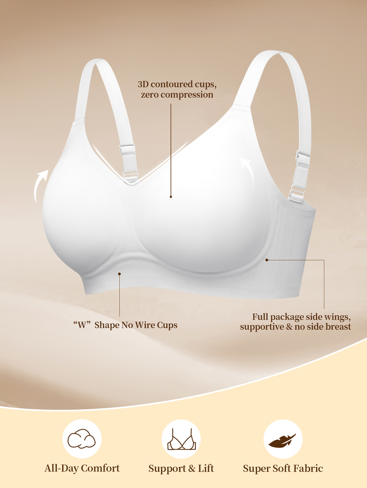 SHEIN 1pc Women's Minimalist Comfortable Seamless Jelly Gel Wireless Bra With Removable Pads - White - View 6