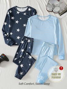 4PCS Tween Boys Pajamas - Multicolor - View 3