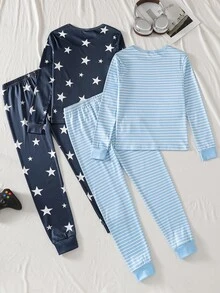 4PCS Tween Boys Pajamas - Multicolor - View 2