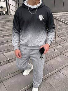 Teen Boy Casual Minimalist Long Sleeve Comfortable Hoodie & Pants 2 Pieces Set, Suitable For Autumn/Winter - Multicolor - View 3