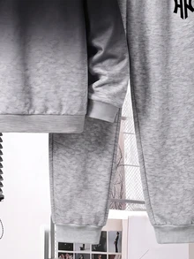 Teen Boy Casual Minimalist Long Sleeve Comfortable Hoodie & Pants 2 Pieces Set, Suitable For Autumn/Winter - Multicolor - View 7