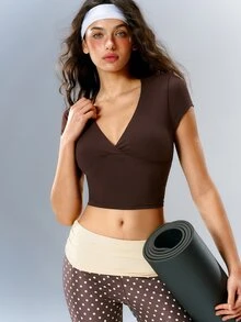 VARSIVA Women's Solid Color Casual Daily Travel Sports Activewear Top T-Shirt - Coffee Brown - View 11