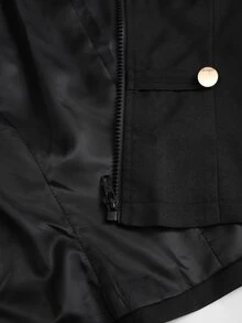 Sweetra Slim Fit Elegant Preppy Versatile Metal Button Napoleon Style Blazer And Shorts Set Office Black And Gold Summer - Black - View 8