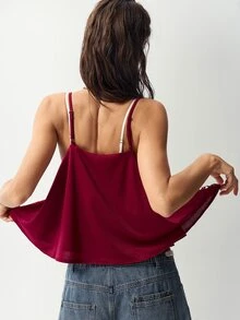 Bohemela Tank Top Camisole Berpayet Cantik untuk Wanita, Cocok untuk Liburan, Pesta, dan Bar - Burgundy - View 7