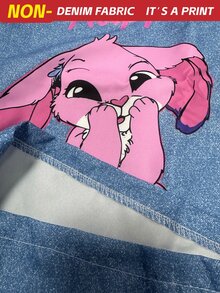 SHEIN ChillGRL 青少年女孩秋季高腰可愛卡通印花休閒長褲，返校季街頭風大學校園運動穿搭 - 藍色 - 查看 8