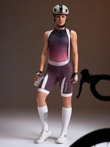 Powerista Women's Summer And Spring Purple Gradient Sleeveless Cycling Jersey With Padded Shorts Bib Set For Road And Mountain Biking - Purple - View 7