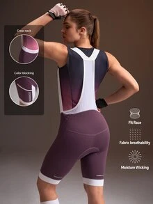 Powerista Women's Summer And Spring Purple Gradient Sleeveless Cycling Jersey With Padded Shorts Bib Set For Road And Mountain Biking - Purple - View 2
