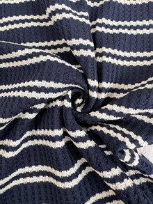 Easowa Women's Minimalist Striped Contrast Color Button Long Sleeve T-Shirt For Daily Wear - Navy Blue - View 8