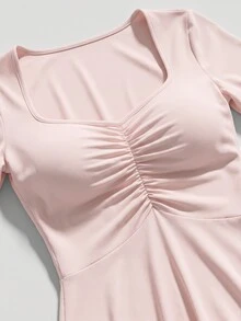 SHEIN MOD Women's Casual Ins-Style Homewear Dress Cozy And Elegant Details, For Outfit, Fall & Winter - Dusty Pink - View 5