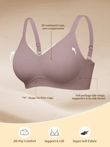 LustreForm 1pc Women's Minimalist Comfortable Seamless Jelly Gel Wireless Bra With Removable Pads - Mocha Brown - View 7