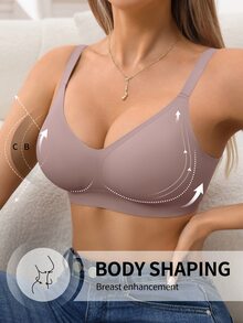 LustreForm 1pc Women's Minimalist Comfortable Seamless Jelly Gel Wireless Bra With Removable Pads - Mocha Brown - View 6