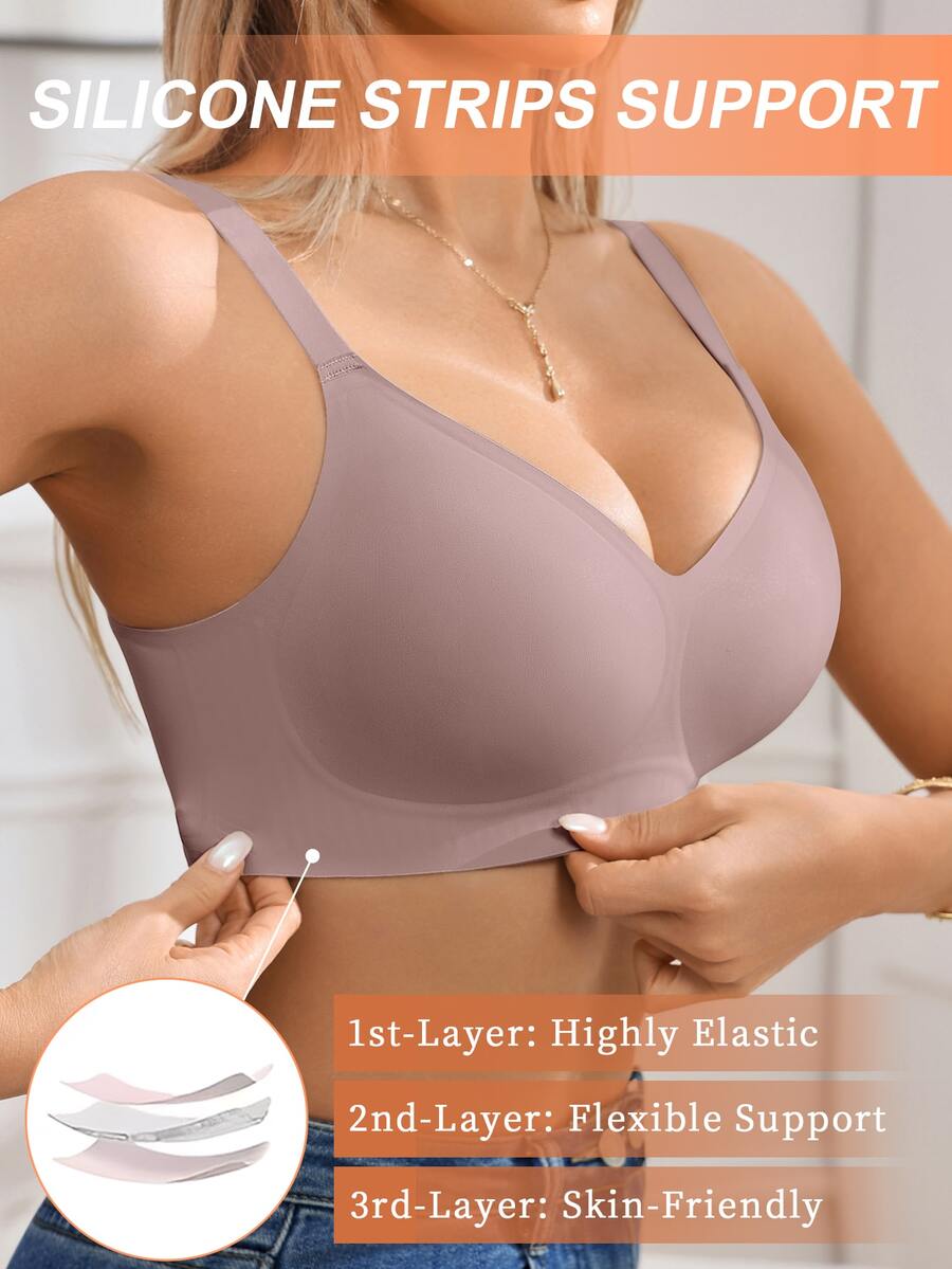 LustreForm 1pc Women's Minimalist Comfortable Seamless Jelly Gel Wireless Bra With Removable Pads