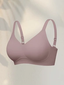 LustreForm 1pc Women's Minimalist Comfortable Seamless Jelly Gel Wireless Bra With Removable Pads - Mocha Brown - View 9