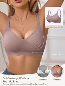 LustreForm 1pc Women's Minimalist Comfortable Seamless Jelly Gel Wireless Bra With Removable Pads - Mocha Brown - View 4