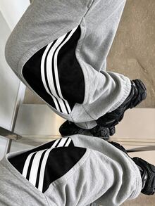 Muchica Pantalón de chándal 2 en 1 con bloques de color y patchwork de talla grande - Gris Claro - Ver 6