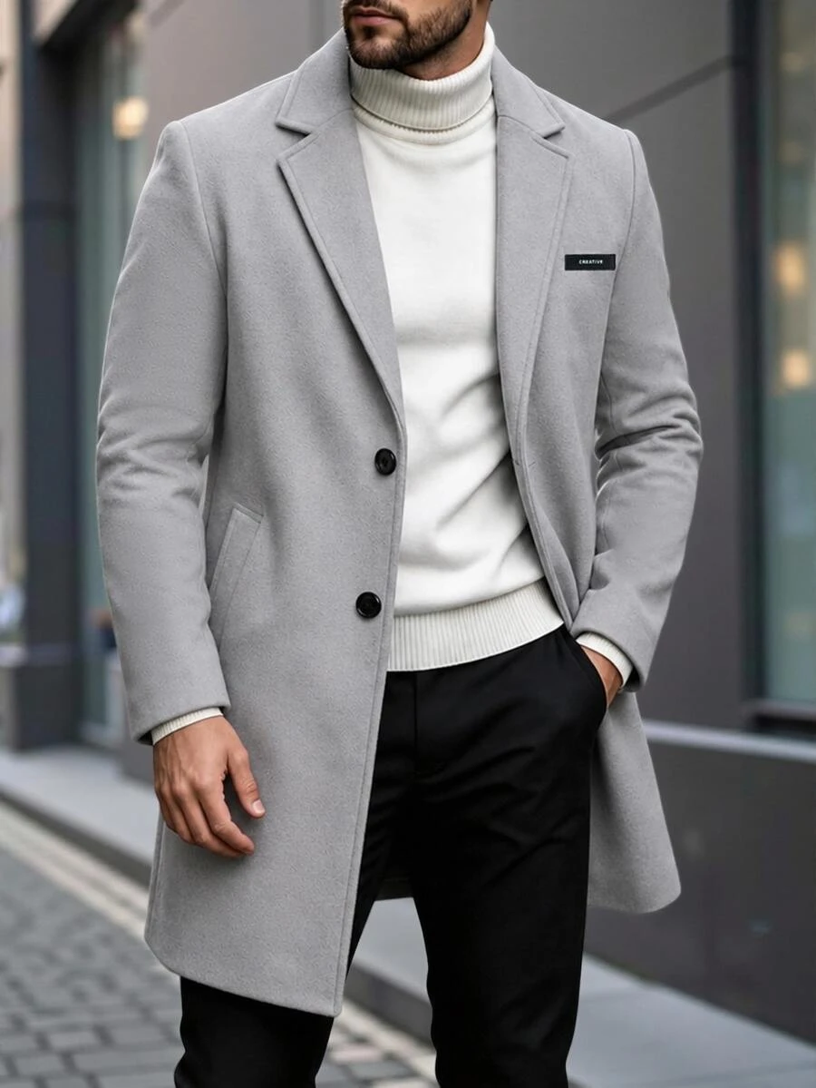 Manfinity Mode Men's Solid Color Casual Long Sleeve Jacket With Pocket Design, Suitable For Daily Commute Wear, Also An Ideal Gift For Boyfriend And Husband - Grey - View 1