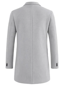 Manfinity Mode Men's Solid Color Casual Long Sleeve Jacket With Pocket Design, Suitable For Daily Commute Wear, Also An Ideal Gift For Boyfriend And Husband - Grey - View 2