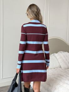 Easowa Women's Colorblock Casual Daily Knit Dress Everyday Light Blue Autumn - Multicolor - View 4
