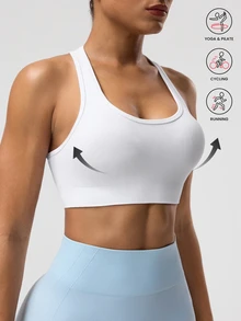 Solea Cove Solea Cove 女士纯色无袖短款健身瑜伽短款上衣 - 白色 - 查看 7
