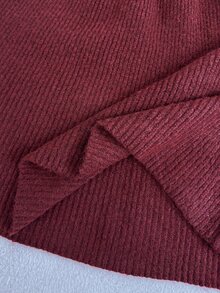 Easowa Women's Solid Color Elegant Daily Fall/Winter Red Knit Dress Work Outfits For Women Christmas Dress - Burgundy - View 7
