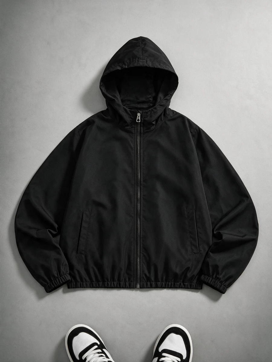 Casuvi Kids Teen Boy Fashion Black Jacket Soft And Comfortable Fabric Easy To Wear Stylish Minimalist Streetwear Cute Teen Versatile Fit Outdoor Fall