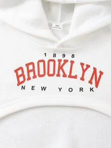 SHEIN Sparklyn 青少年女孩秋冬三件套 抓絨內裡連帽衛衣 羅紋針織吊帶背心上衣 校園運動款 白色黑色紅色格紋運動風 - 彩色 - 查看 8
