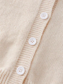 SHEIN Genkimix Kids Girls' Fashion Casual Fresh Short Solid Color Autumn/Winter Hooded Knit Cardigan Sweater - Apricot - View 7