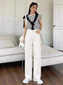 DAZY Wide Leg Jeans - White - View 6