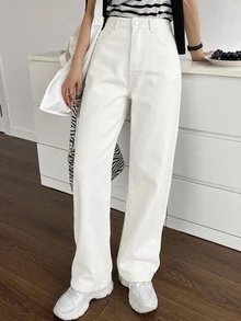 DAZY Wide Leg Jeans - White - View 2