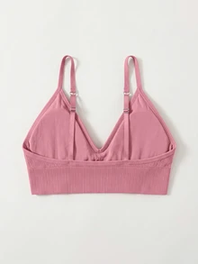 SHEIN 女款素色休閒日常細肩帶內衣 - 粉色 - 查看 2