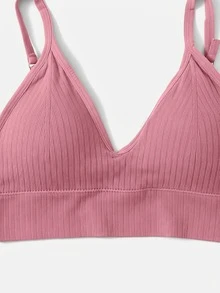 SHEIN 女款素色休閒日常細肩帶內衣 - 粉色 - 查看 3