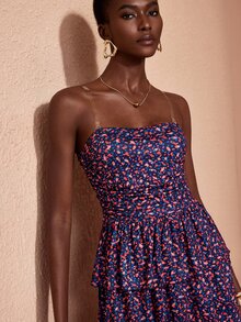 JIAN LASALA Knit Sleeveless Tube Top Multi Ruffle Layers Hemline Long Dress Vacation Party Elegant - Multicolor - View 4