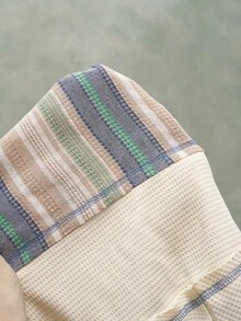 Bohemela Sweatshirt Wanita Kasual Longgar Motif Kotak-kotak dan Patchwork - MultiWarna - View 8