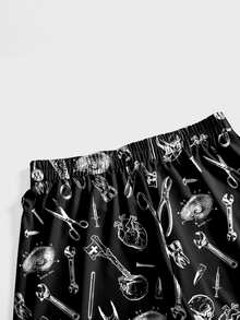 ROMWE Skull Moon Sun Stars Forest Plants Dark Gothic Camisole Tank Top Plus Size Pants 2 Pieces Set - Black - View 4
