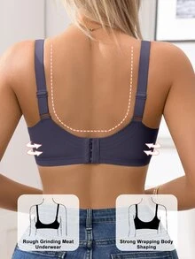 SHEIN 1pc Women's Minimalist Comfortable Seamless Jelly Gel Wireless Bra With Removable Pads - Dark Grey - View 8