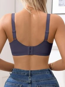 SHEIN 1pc Women's Minimalist Comfortable Seamless Jelly Gel Wireless Bra With Removable Pads - Dark Grey - View 2