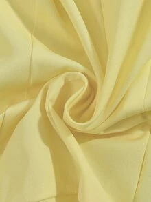 SHEIN Rosurelle 女士夏季法式优雅休闲设计荷叶边V领无袖修身百搭短款黄色上衣 - 黃色 - 查看 8