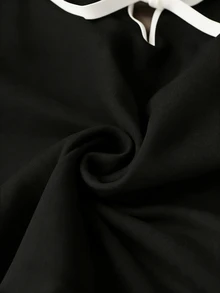 SHEIN Rosurelle 女士蝴蝶结荷叶边吊带背心，优雅修身 - 黑色 - 查看 4