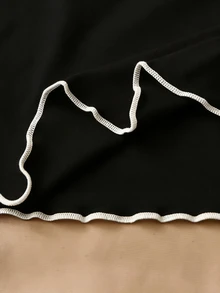 SHEIN Rosurelle 女士蝴蝶结荷叶边吊带背心，优雅修身 - 黑色 - 查看 5
