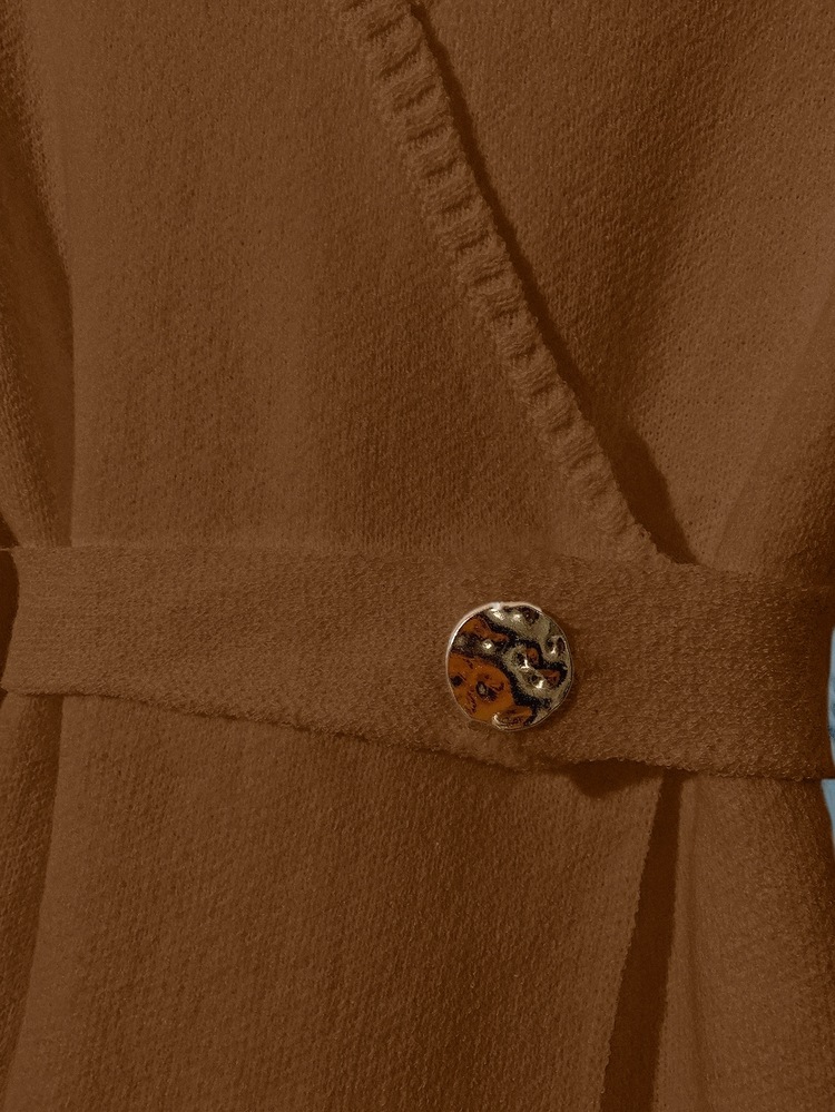 Franclia Nuevo cárdigan blanco elegante y versátil de alta calidad para mujer, apto para otoño/invierno - Marrón Chocolate - Añade 7