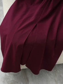 SHEIN Rosurelle 新款时尚无袖收腰女式连衣裙 - 酒紅色 - 查看 6