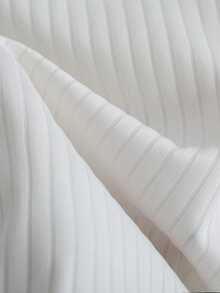 Franclia Spring/Summer New Simple Front Button Decor Hem Slit Ruffle Hem Short Sleeve T-Shirt - White - View 7