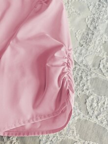 SHEIN Rosurelle Asymmetric Design Elegant Women Round Neck Blouse - Baby Pink - View 4