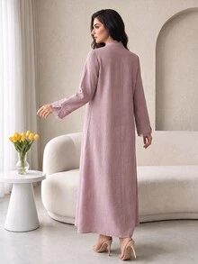 Women's Elegant Floral Embroidered Arabian Dress - Pink - View 2