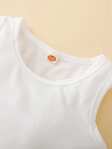 SHEIN 3 قطع تي-شيرت بدون أكمام صلبة للأولاد الصغار - أبيض - مشاهدة 5