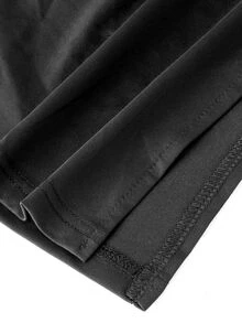 SHEIN Plus Size Maternity Adjustable Waist Split Hem Flared Leg Long Pants - Black - View 6