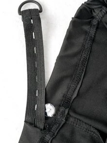 SHEIN Plus Size Maternity Adjustable Waist Split Hem Flared Leg Long Pants - Black - View 8